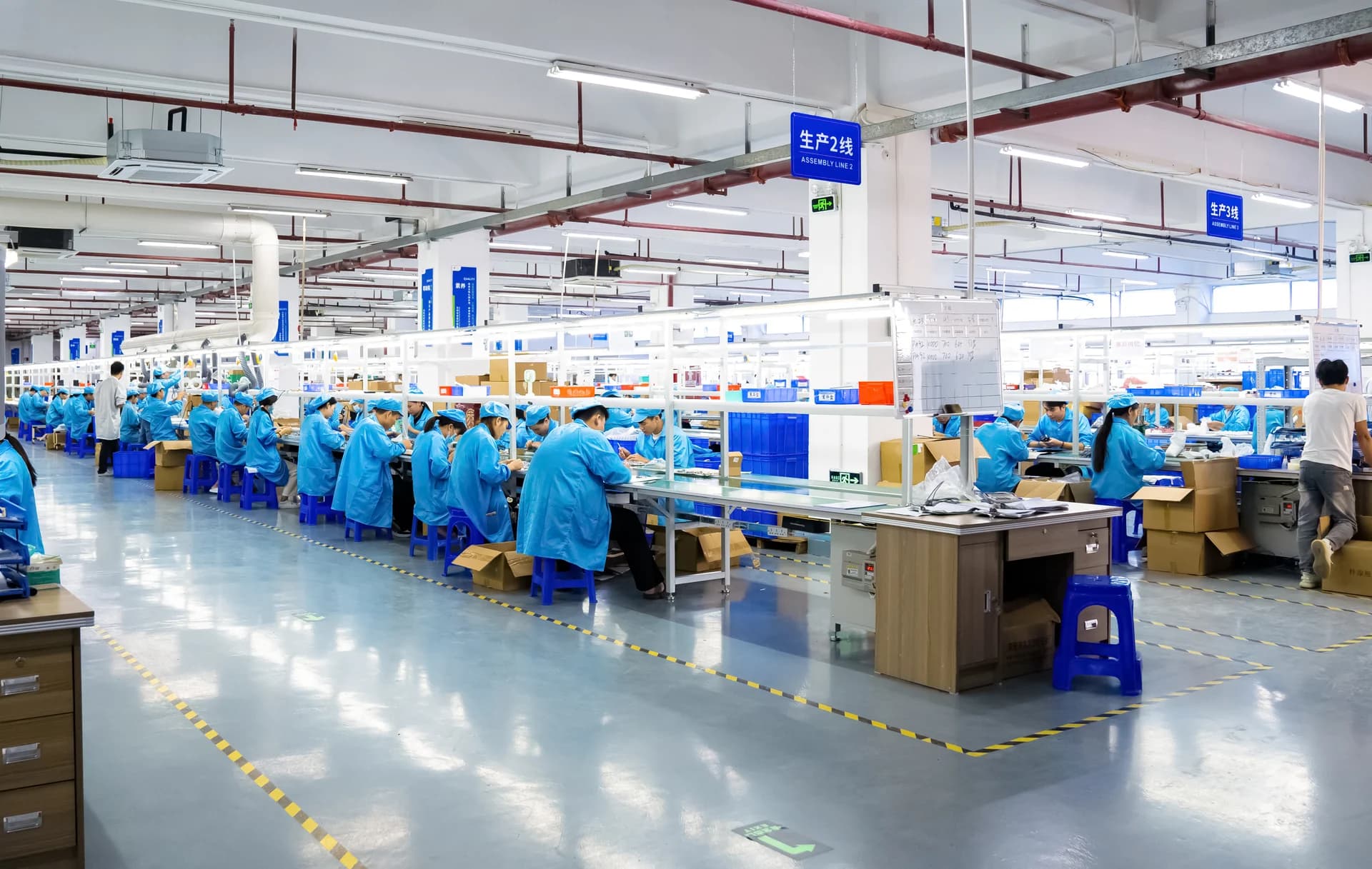 BaiChang production teams working across an integrated device assembly floor